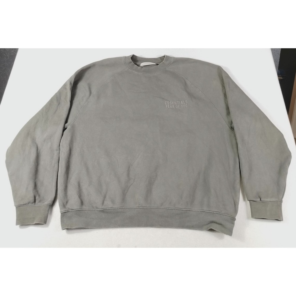 Fear Of God Essentials Sweatshirt Mens 2XL Gray Crewneck Fleece Logo Pullover‎